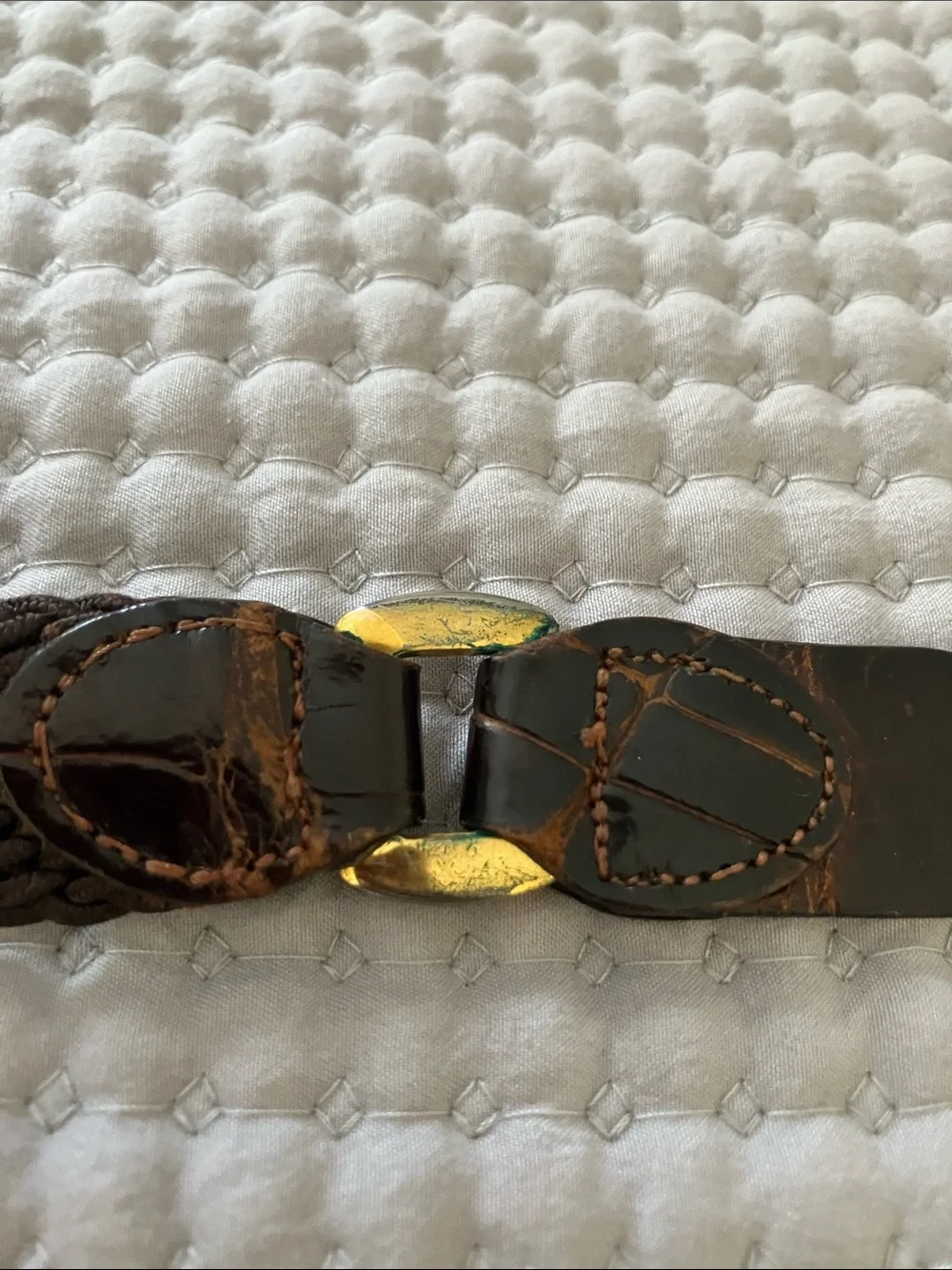 VTG Braided Brown Women's Belt with Gold-Tone Buckle